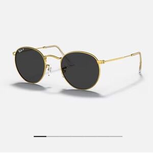 Ray-Ban Gold and Black Round Metal Sunglasses